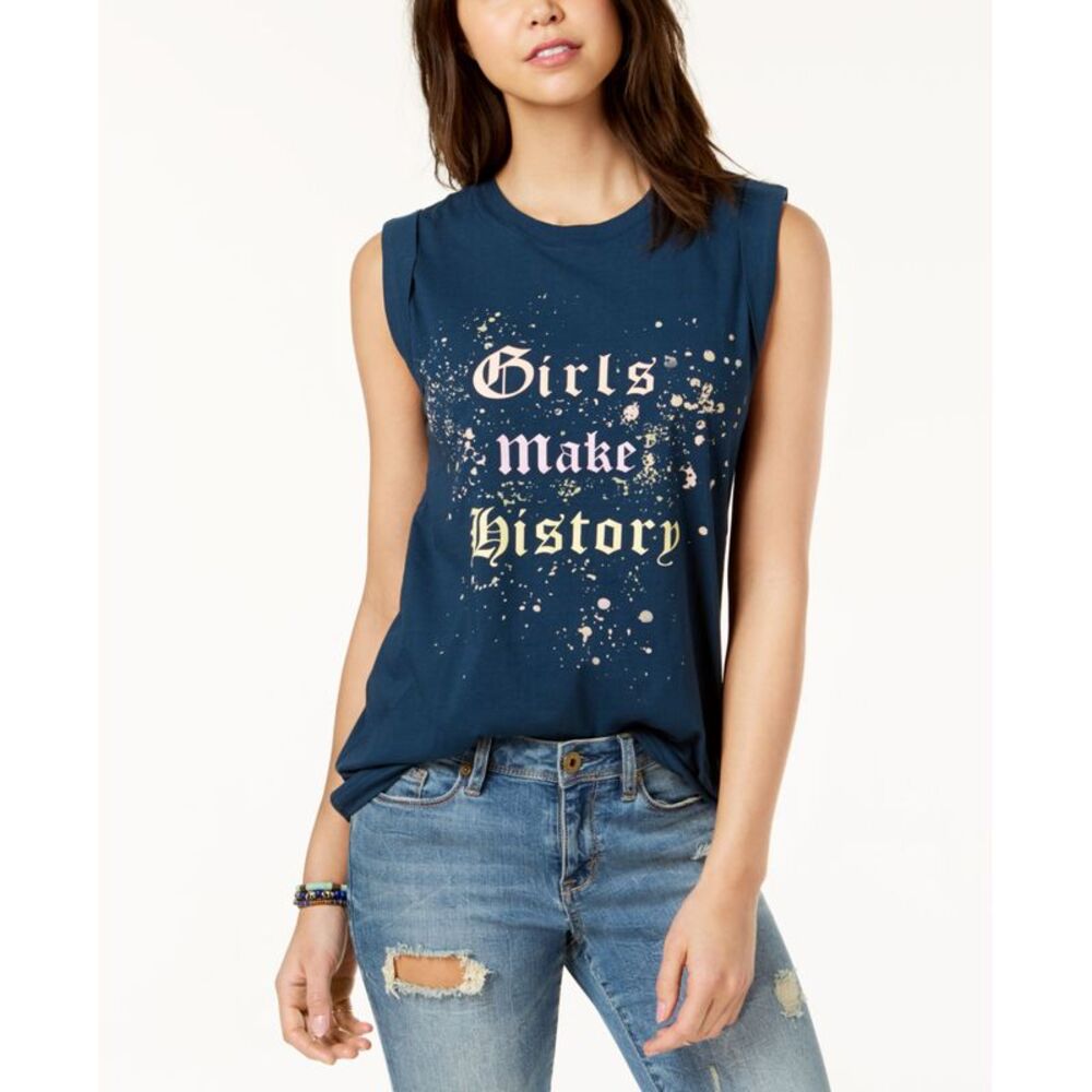 Pretty Rebellious Juniors Girls Make History Graphic Tank Top